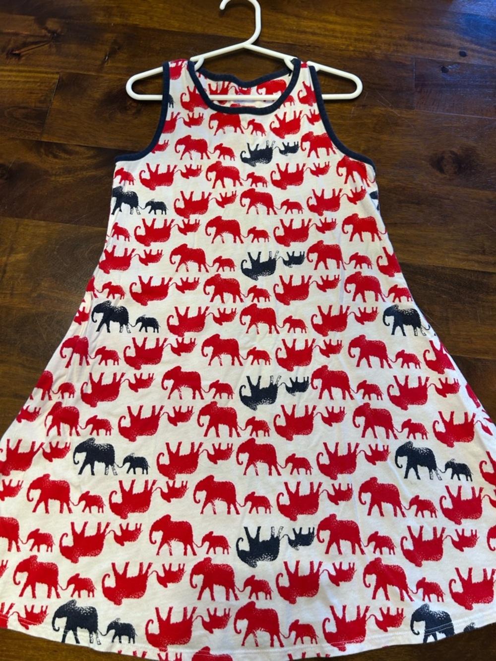 Lands End Kids Red & Navy Elephant Dress